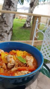 Cod stew with sweet peppers and basil